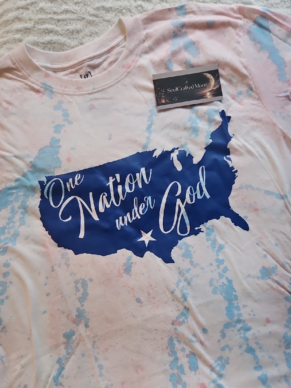 One Nation Under God Tie-Dye T-Shirt - White & Blue